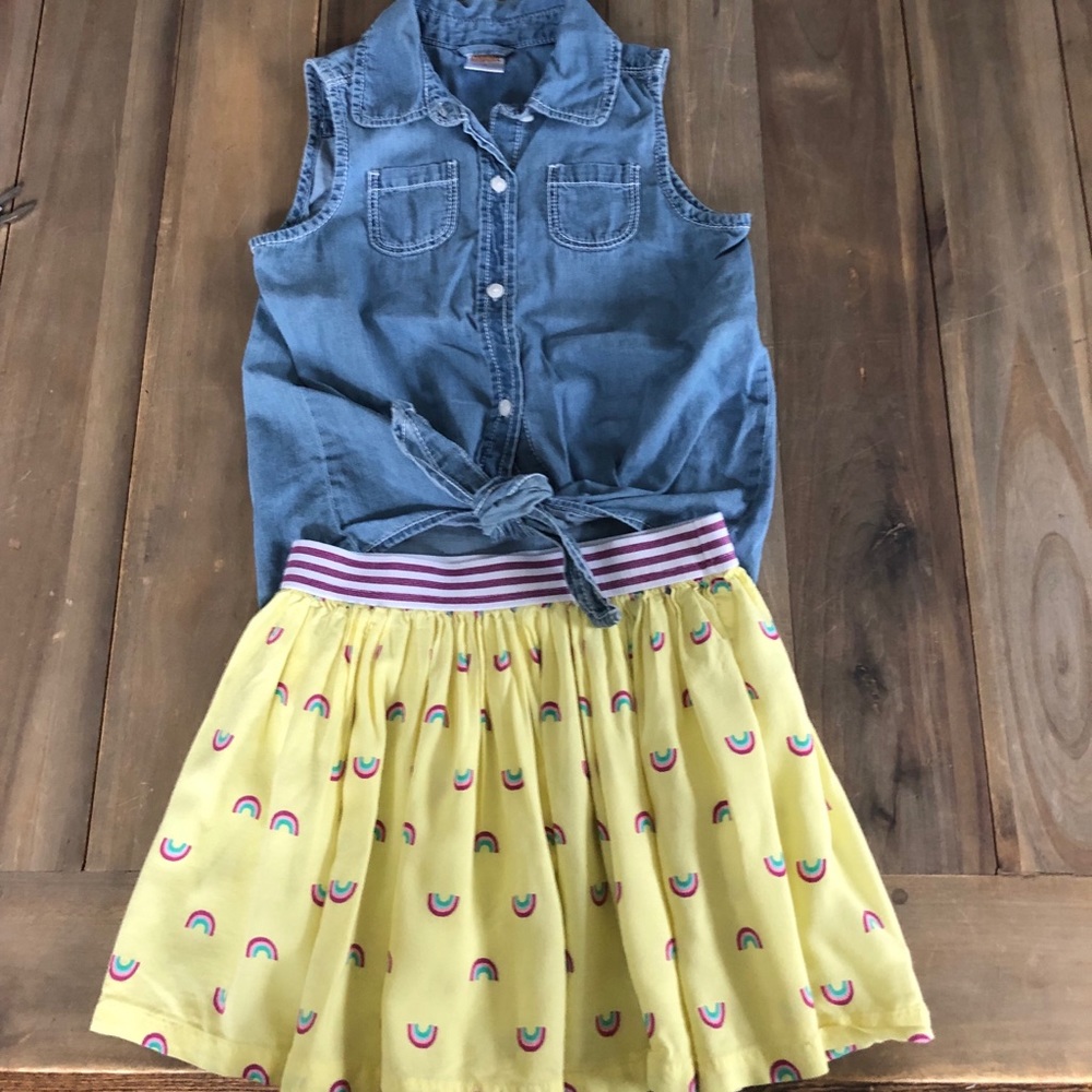 Gymboree Lot Rainbow Skirt Chambray Top